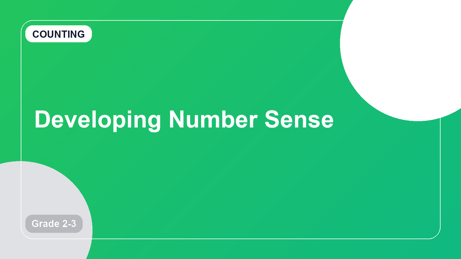 Developing Number Sense