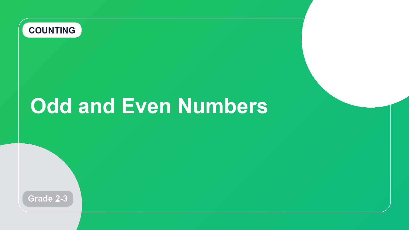Odd and Even Numbers