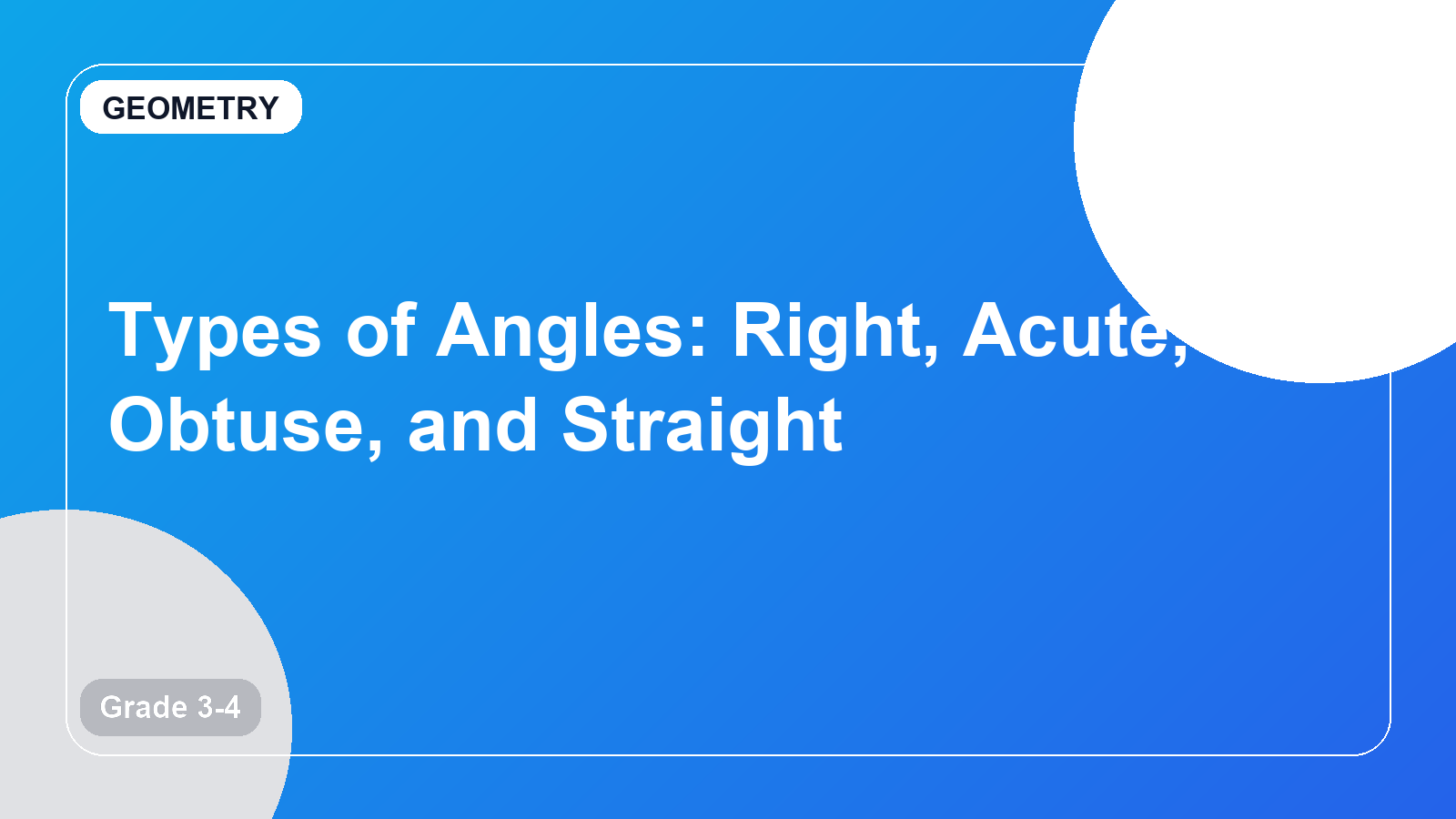 Types of Angles: Right, Acute, Obtuse, and Straight